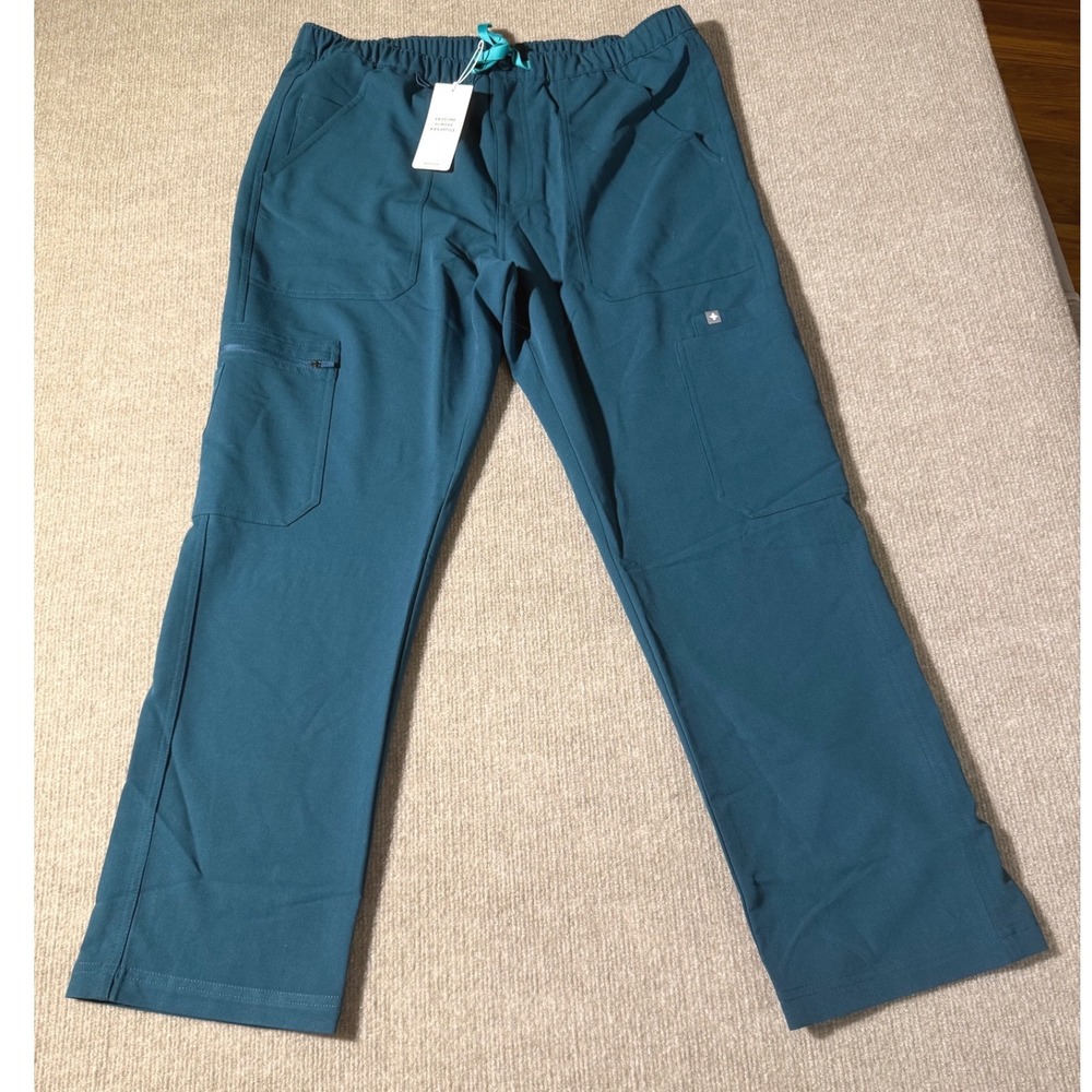 FIGS Cairo Cargo Scrub Pants Men Large Short Teal Blue New Technical Collection